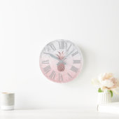 Roos Gold Pineapple+Sneeuwbokeh+Marmer Ronde Klok (Huis)