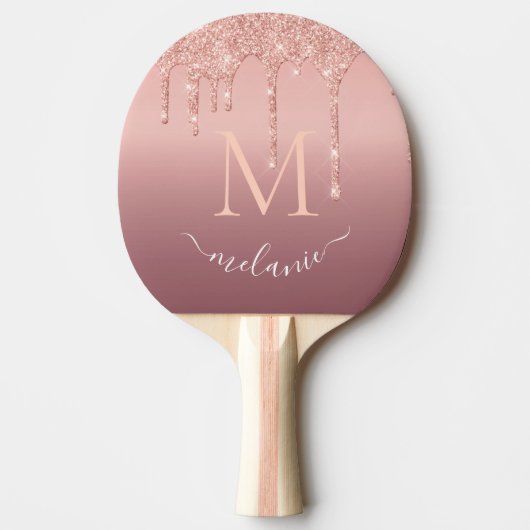 Roos Gold Ping Pong Paddle Aangepaste naam en lett Tafeltennisbatje (Voorkant)