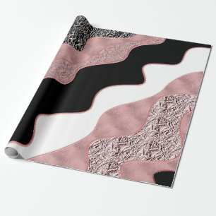 Roos Gold Pink Abstract Wave Modern Glam Trendy Cadeaupapier