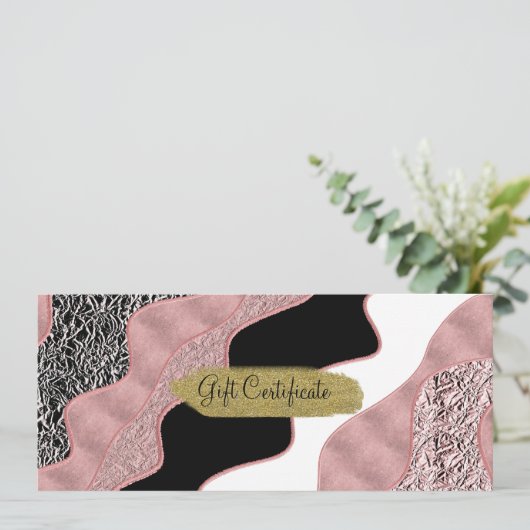 Roos Gold Pink Abstract Wave Modern Glam Trendy Kaart (Staand voorkant)