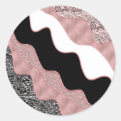 Roos Gold Pink Abstract Wave Modern Glam Trendy Ronde Sticker (Voorkant)