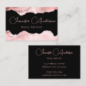 Roos Gold Pink Agate Design Nail Artist Visitekaartje (Voorkant / Achterkant)