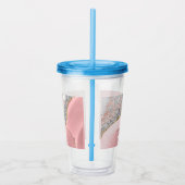 Roos Gold Pink Agate Glitter Marble Monogram Naam Acryl Drinkbeker (Rechts)