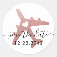 Roos Gold Pink Airplane Destination Save the Date