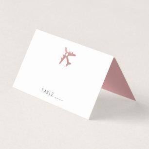 Roos Gold Pink Airplane Travel Theme Place Card Visitekaartje