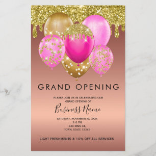 Roos Gold Pink Balloons Grote opening Flyer