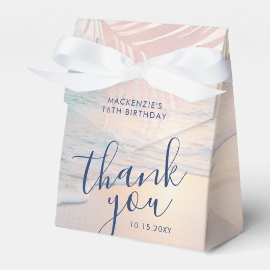 Roos Gold Pink Beach Birthday Elegant Bedankdoosjes (Voorkant Zijde)
