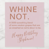 Roos Gold Pink Birthday Funny Custom Wijn Etiket (Enkel label)