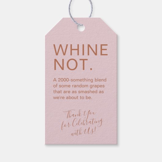 Roos Gold Pink Birthday Funny Custom Wine Favor Cadeaulabel (Voorkant)