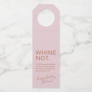 Roos Gold Pink Birthday Funny Eigen waslabel Flessenhanger