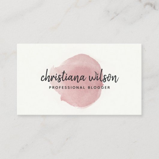 ROOS GOLD PINK BLACK BRUSH STROKE CALLIGRAPHY VISITEKAARTJE (Voorkant)