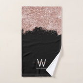 Roos Gold Pink Black Girly Glitter Dust Monogram Bad Handdoek (Handdoek)