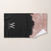 Roos Gold Pink Black Girly Glitter Dust Monogram Bad Handdoek (Handdoek)