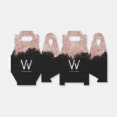 Roos Gold Pink Black Girly Glitter Dust Monogram Bedankdoosjes (Uitgevouwen)