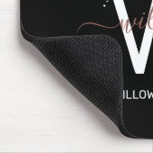 Roos Gold Pink Black Girly Glitter Dust Monogram Muismat (Hoek)