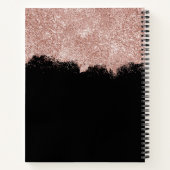 Roos Gold Pink Black Girly Glitter Dust Monogram Notitieboek (Achterkant)