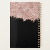 Roos Gold Pink Black Girly Glitter Dust Monogram Planner (Achterkant)