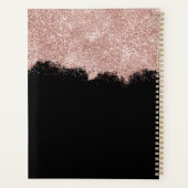 Roos Gold Pink Black Girly Glitter Dust Monogram Planner (Achterkant)