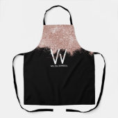 Roos Gold Pink Black Girly Glitter Dust Monogram Schort (Voorkant)