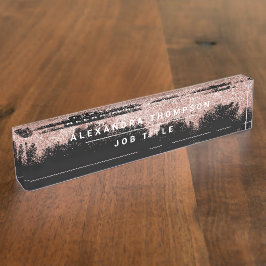 Roos Gold Pink Black Girly Glitter Dust Naambordje