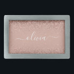 Roos Gold Pink Black Glitter Script Monogram Girly Gesp<br><div class="desc">Roos Gold - Blush Pink Sparkle Glitter Script Monogram Name Belt Buckle. Dit maakt het perfecte afstuderen,  zoete 16 16,  18,  21,  30,  40,  50,  60,  70,  80,  90,  100 jaar,  bruiloft,  vrijgezellenfeest,  verjaardagsfeest,  baby shower of bachelorette cadeau voor iemand die van glam luxe en stijlvolle stijl houdt.</div>