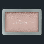 Roos Gold Pink Black Glitter Script Monogram Girly Gesp<br><div class="desc">Roos Gold - Blush Pink Sparkle Glitter Script Monogram Name Belt Buckle. Dit maakt het perfecte afstuderen,  zoete 16 16,  18,  21,  30,  40,  50,  60,  70,  80,  90,  100 jaar,  bruiloft,  vrijgezellenfeest,  verjaardagsfeest,  baby shower of bachelorette cadeau voor iemand die van glam luxe en stijlvolle stijl houdt.</div>