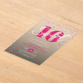 Roos Gold Pink & Black Sweet 16 Verjaardag Acryl Uitnodigingen (Laagn)