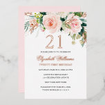 Roos Gold Pink Blush 21st Birthday Folie Uitnodigi Folie Uitnodiging<br><div class="desc">Meer  21ste Birthday-uitnodigingen in de Little Bayleigh Store!</div>