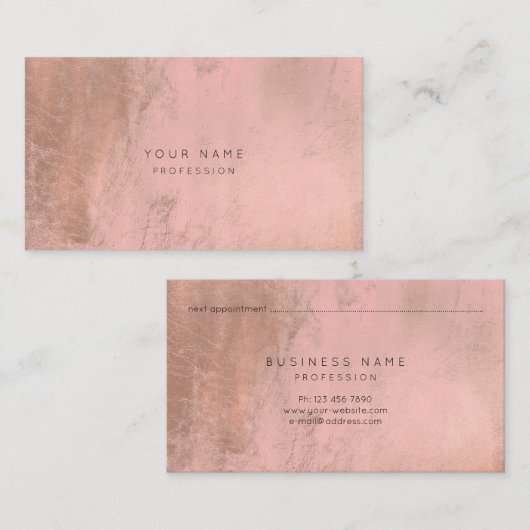 Roos Gold Pink Blush Appointment Card Afsprakenkaartje (Voorkant / Achterkant)