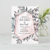 Roos Gold Pink Blush Botanical Weddenschap Kaart (Staand voorkant)