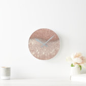 Roos Gold Pink Blush Glitter Minimal Ombre Numbers Ronde Klok (Huis)