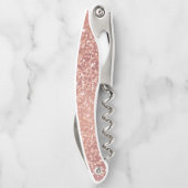 Roos Gold Pink Calligraphy Bridesmaid Name Favor Kurkentrekker (Achterkant)