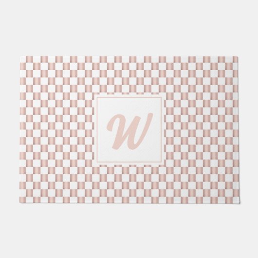 Roos Gold Pink Checkerboard Monogram Deurmat (Voorkant)