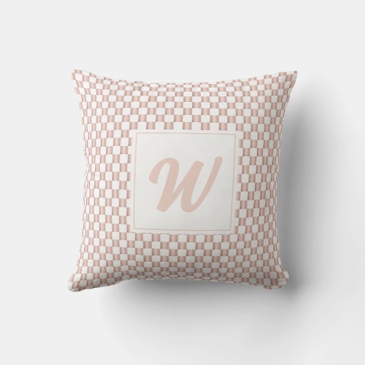 Roos Gold Pink Checkerboard Monogram Kussen (Achterkant)