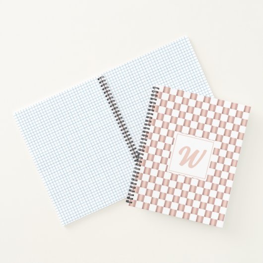 Roos Gold Pink Checkerboard Monogram Notitieboek (Binnen)