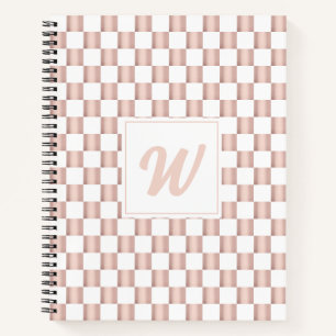 Roos Gold Pink Checkerboard Monogram Notitieboek