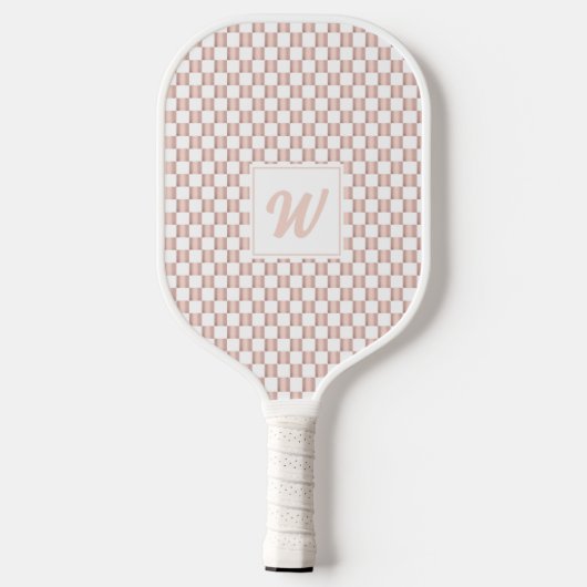 Roos Gold Pink Checkerboard Monogram Pickleball Paddle (Achterkant)