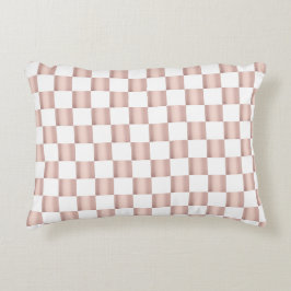 Roos Gold Pink Checkerboard Patroon Accent Kussen