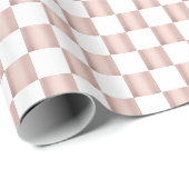 Roos Gold Pink Checkerboard Patroon Cadeaupapier (Rol Hoek)