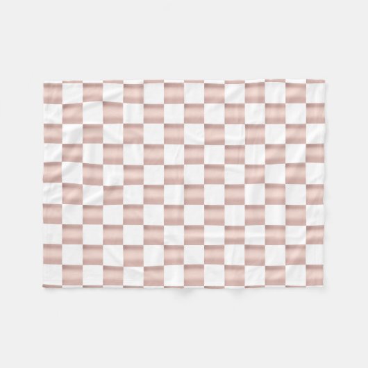 Roos Gold Pink Checkerboard Patroon Fleece Deken (Voorkant (Horizontaal))