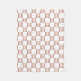 Roos Gold Pink Checkerboard Patroon Fleece Deken