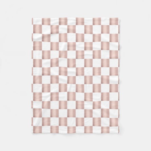 Roos Gold Pink Checkerboard Patroon Fleece Deken (Voorkant)