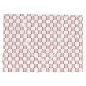 Roos Gold Pink Checkerboard Patroon Groot Cadeauzakje (Achterkant)