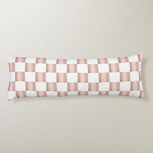 Roos Gold Pink Checkerboard Patroon Lichaamskussen (Achterkant)