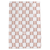 Roos Gold Pink Checkerboard Patroon Medium Cadeauzakje (Achterkant)