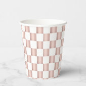 Roos Gold Pink Checkerboard Patroon Papieren Bekers (Rechts)