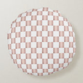 Roos Gold Pink Checkerboard Patroon Rond Kussen (Achterkant)