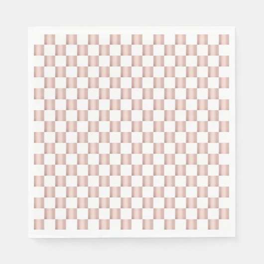 Roos Gold Pink Checkerboard Patroon Servet (Voorkant)