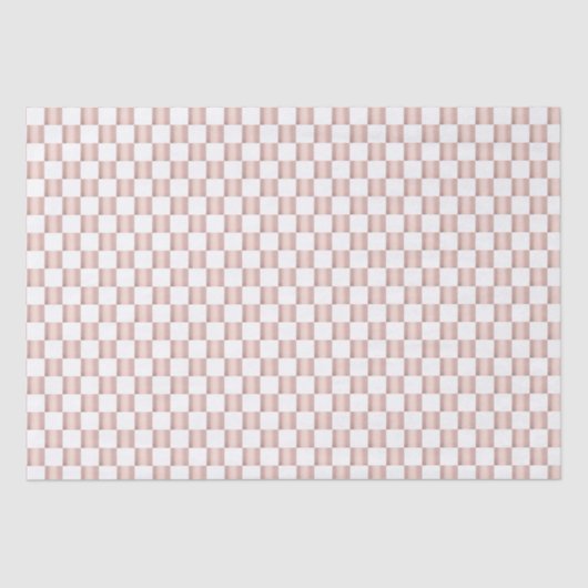 Roos Gold Pink Checkerboard Patroon Tissuepapier (Voorkant)