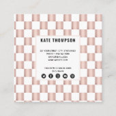 Roos Gold Pink Checkerboard - Sociale media Vierkante Visitekaartje (Achterkant)